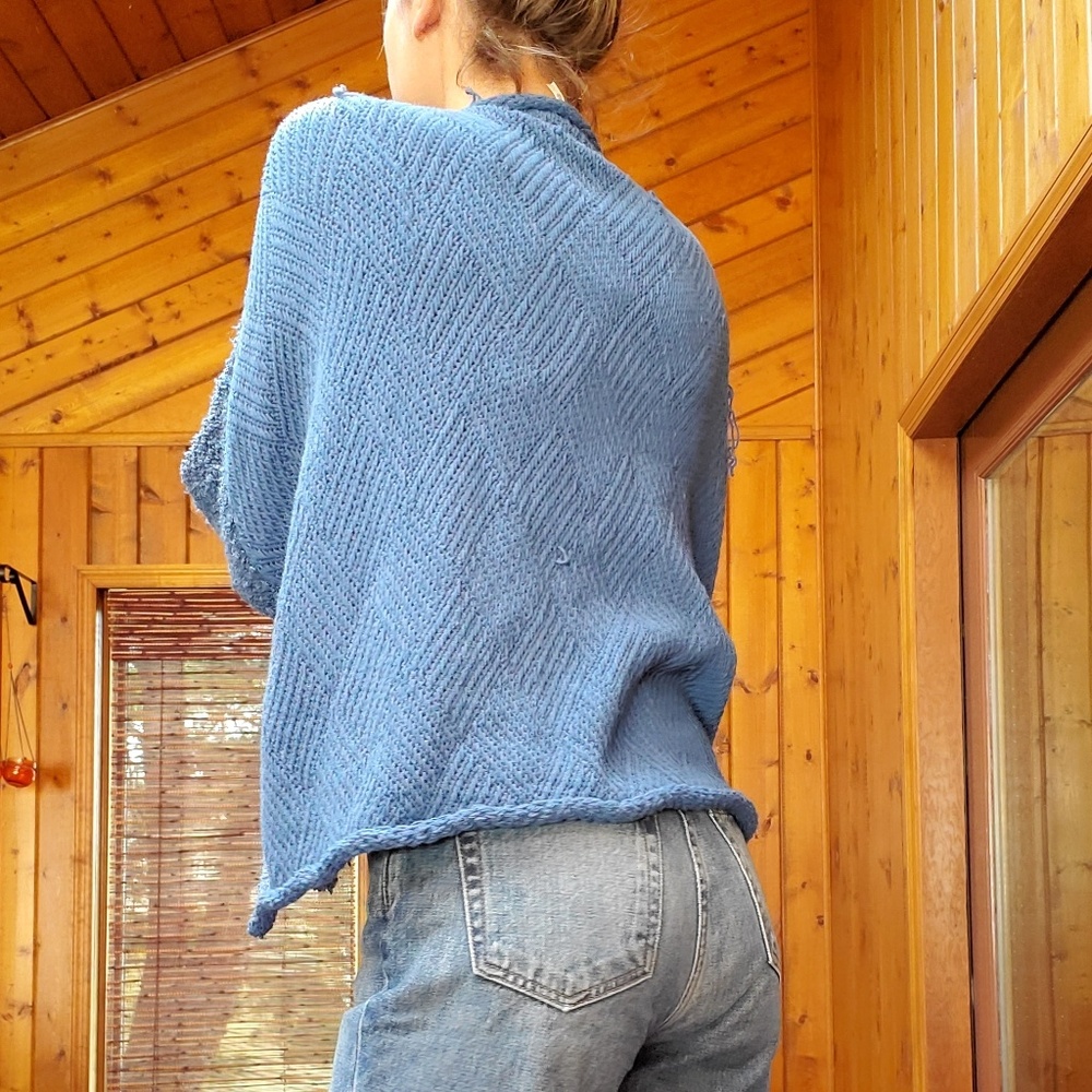 Free People "Cuddle-Up" Sweater XS/S NWT! Blue - Picture 6 of 8